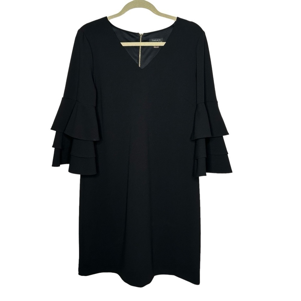 Tahari Women’s Retro Black Crepe Dress Size 10 Formal Party Business